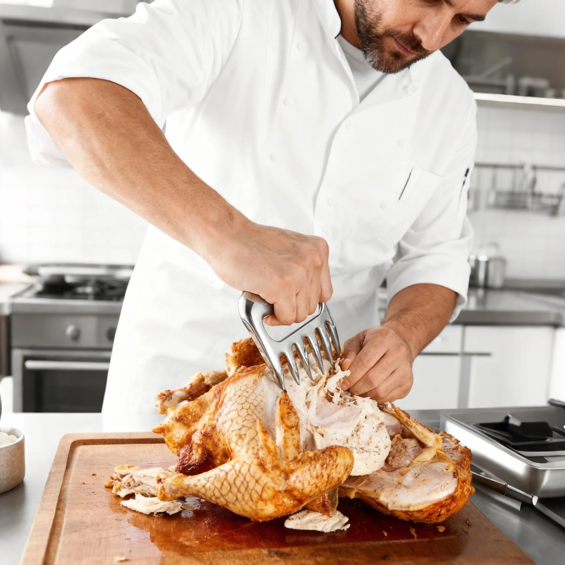 Griffes d'ours pour barbecue, vaisselle de barbecue en acier inoxydable antirouille, patte d'ours pour couper la viande, très appropriée pour tirer du porc (Acier inoxydable)