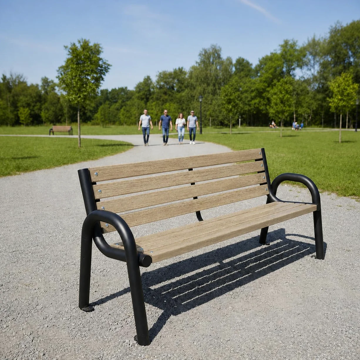 Banc de Jardin Extérieur en Bois - Banquette pour Parc, Devant Le Bureau - Chêne Clair, 125cm de Longueur Totale