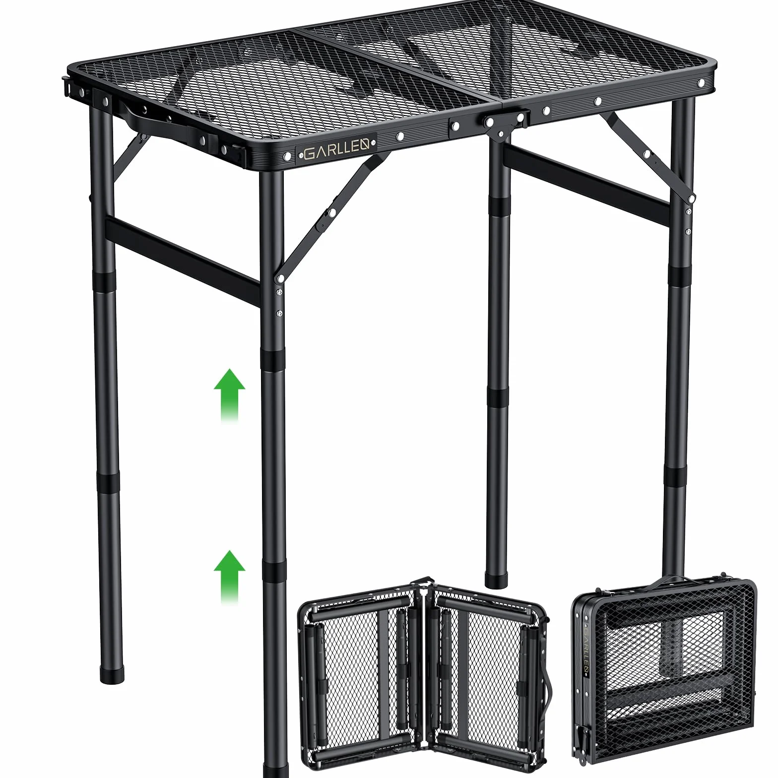 GARLLRN Table de Barbecue Pliante 0,6m 3 Hauteurs Réglables 26/48/70cm Camping Légère Maille Résistante à la Chaleur
