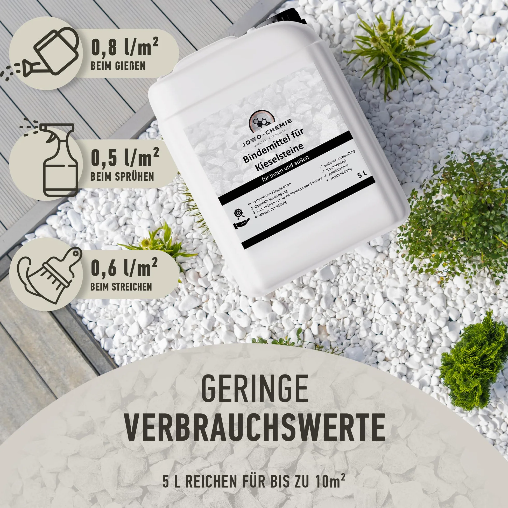 Liant pour Gravier extérieur 5L – Stabilisateur de Gravier & Colle Cailloux pour allées, terrasses et Jardins