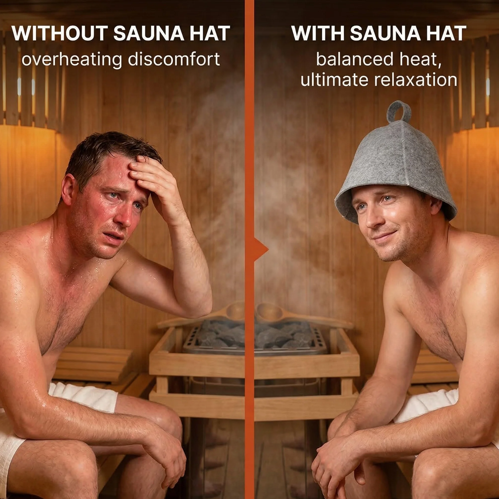 Bonnets de sauna en feutre absorbant - Accessoire de sauna pour homme et femme - Protection de la tête (gris)