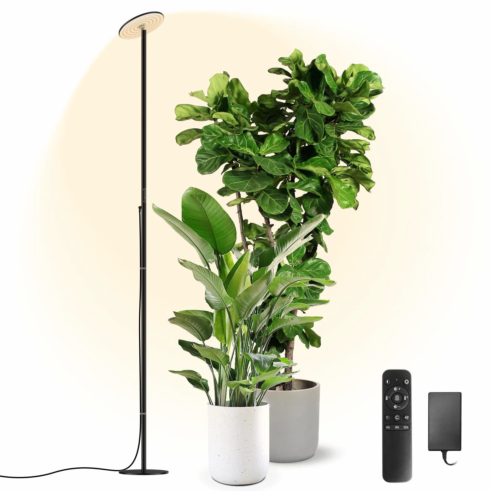 Lampe Horticole LED 60W sur Pied, Plein Spectre, Hauteur Réglable 216 cm, pour Grandes Plantes, Télécommande