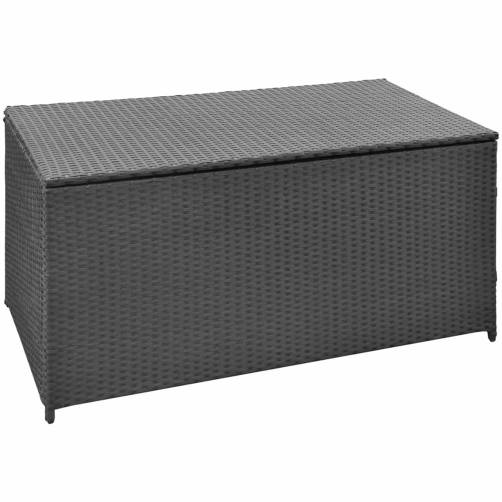 vidaXL Caisse de Stockage Jardin Poly Rotin Noir Banc Rangement