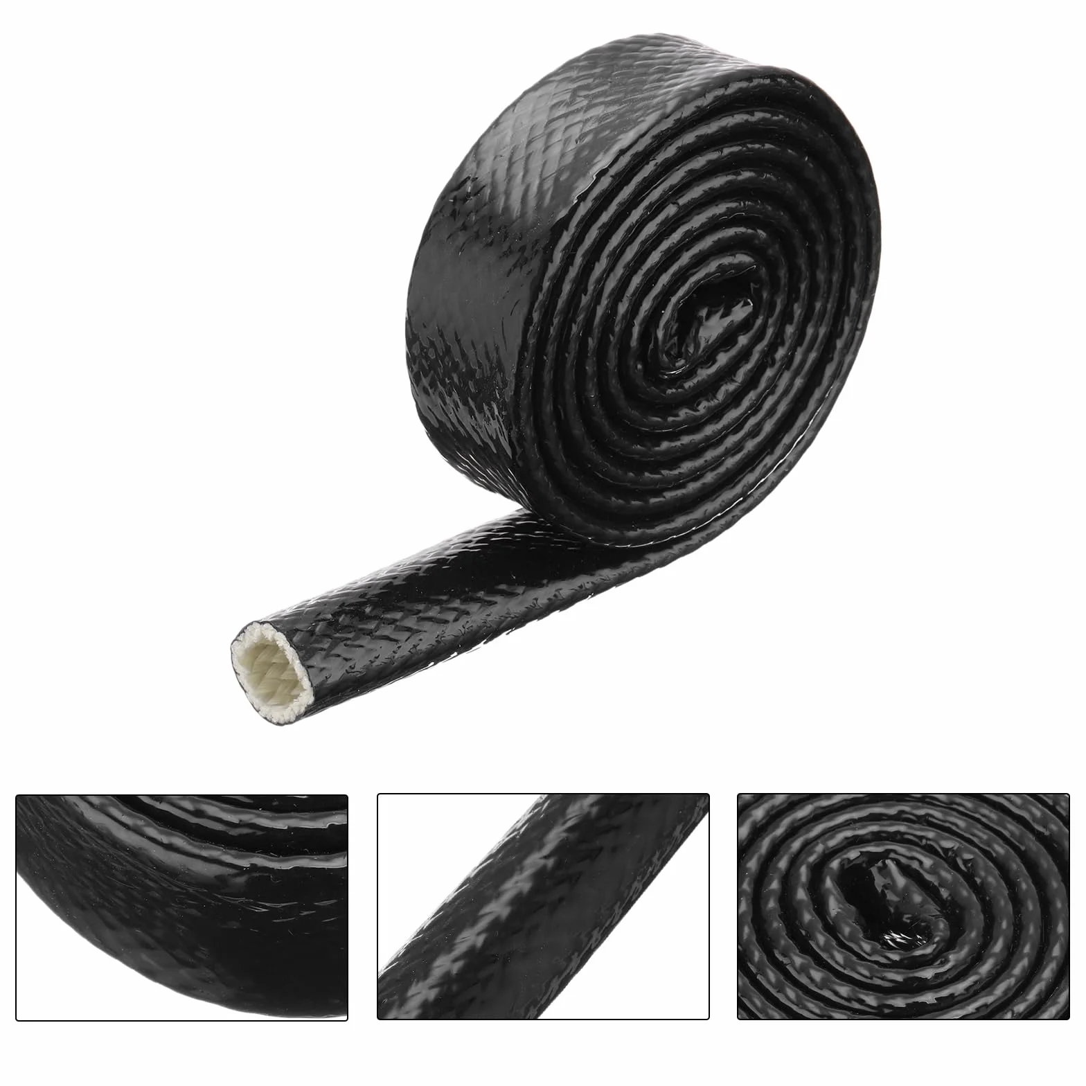 Gaine de Protection Thermique en Fibre de Verre Revêtue de Silicone 0,8" ID 3,3ft Noir