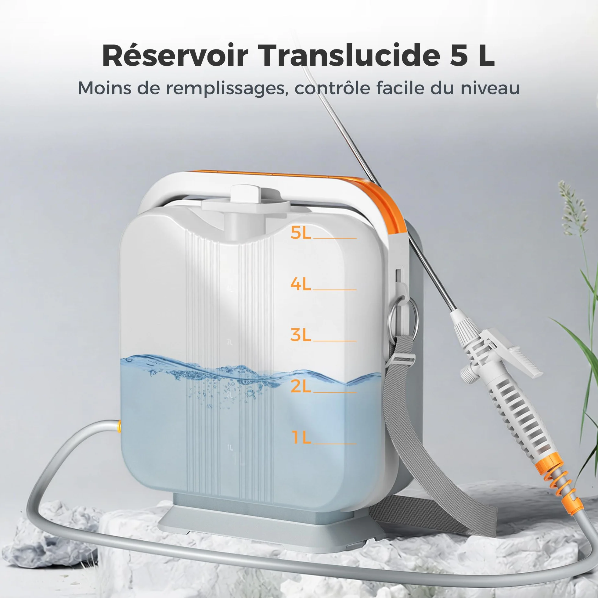 Diivoo Pulvérisateur Électrique 5L, Buse Réglable (Brouillard/Jet), Réservoir Graduel, Sangle Réglable,Batterie Rechargeable 2000mAh, Pulvérisateur à Pression Portable pour Plantes et Jardin Extérieur