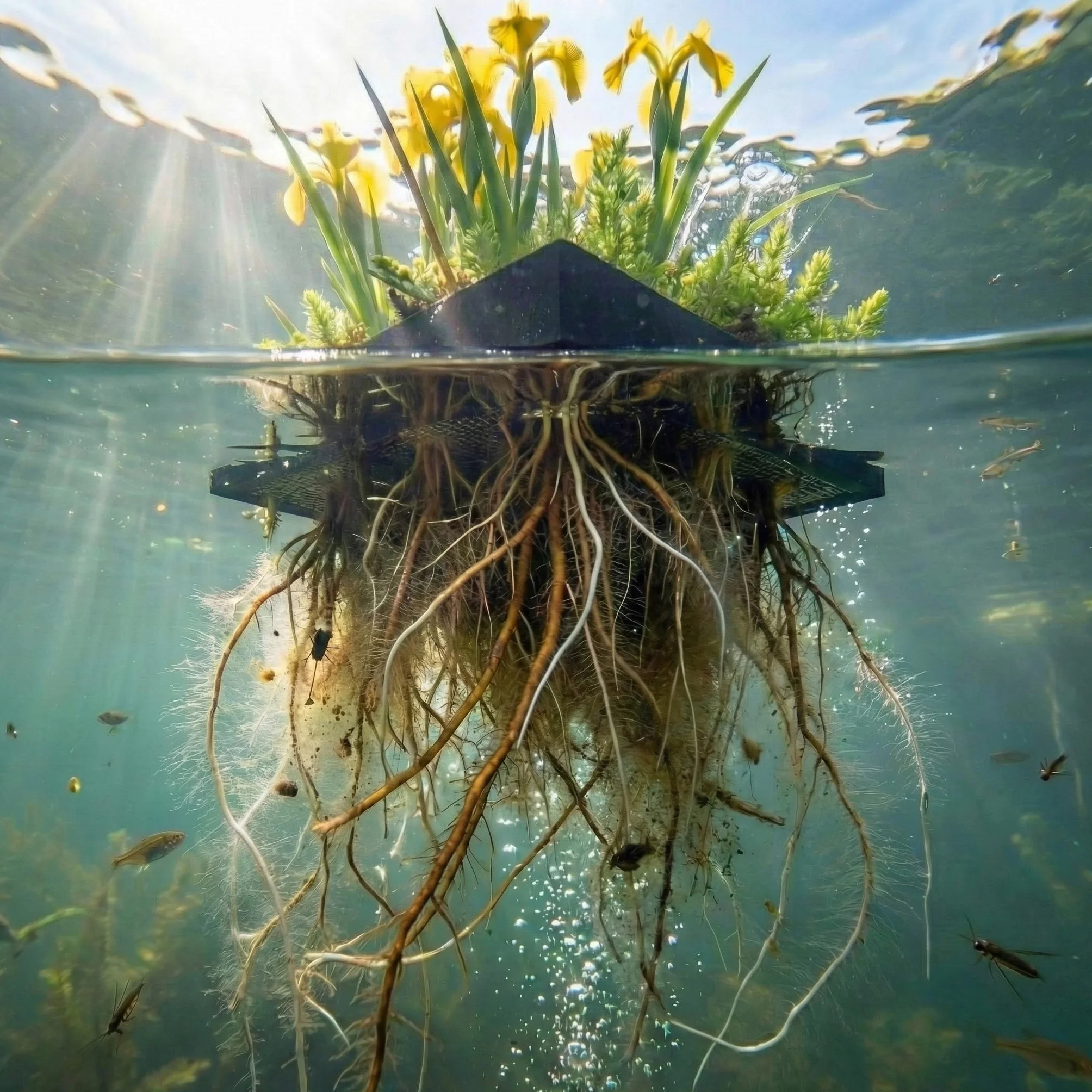 Set Plantes Anti-Moustiques pour Bassin - Île Flottante avec 12 Plantes Aquatiques - Kit complet