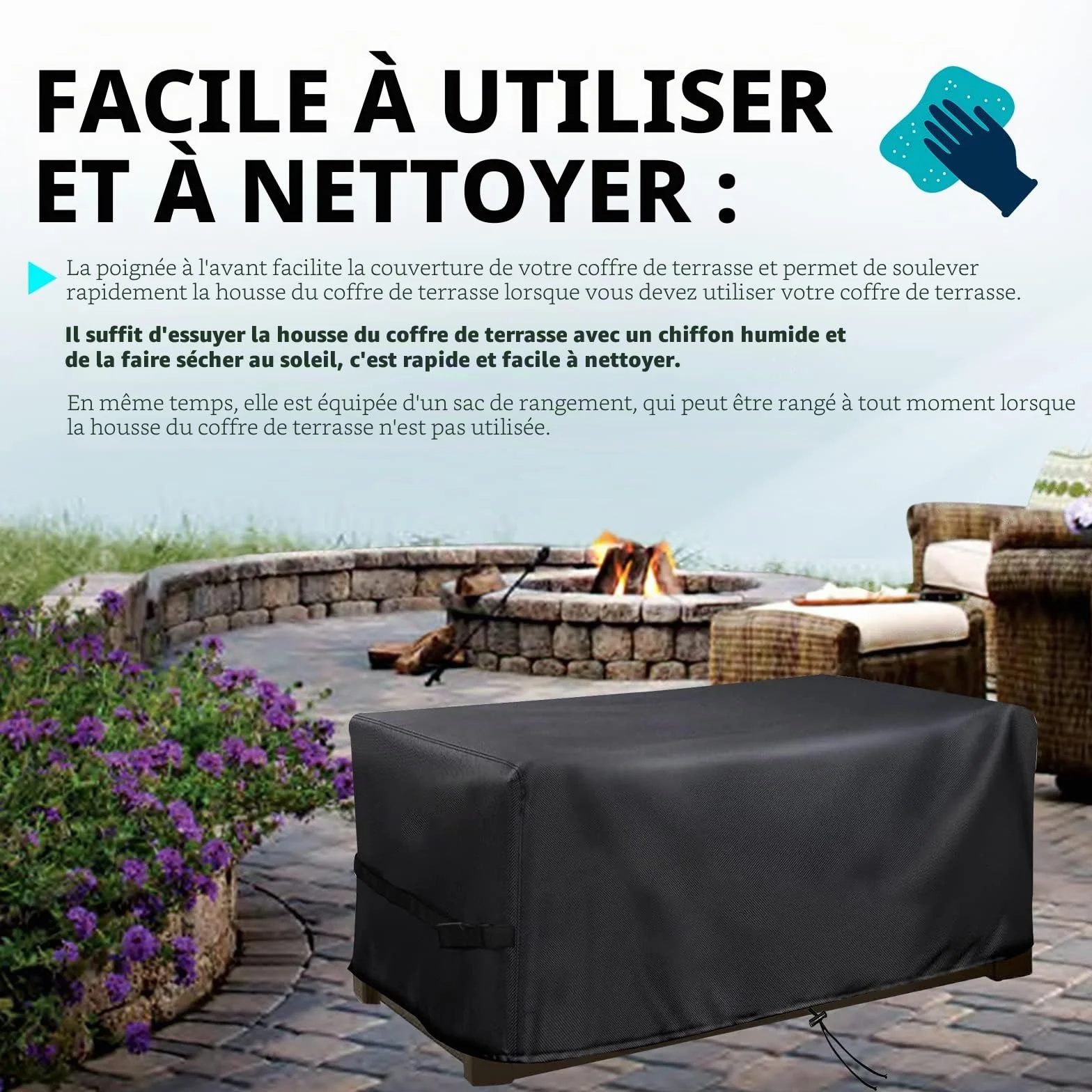 Housse Coffre Rangement Extérieur Oxford 420D Imperméable UV Vent Neige