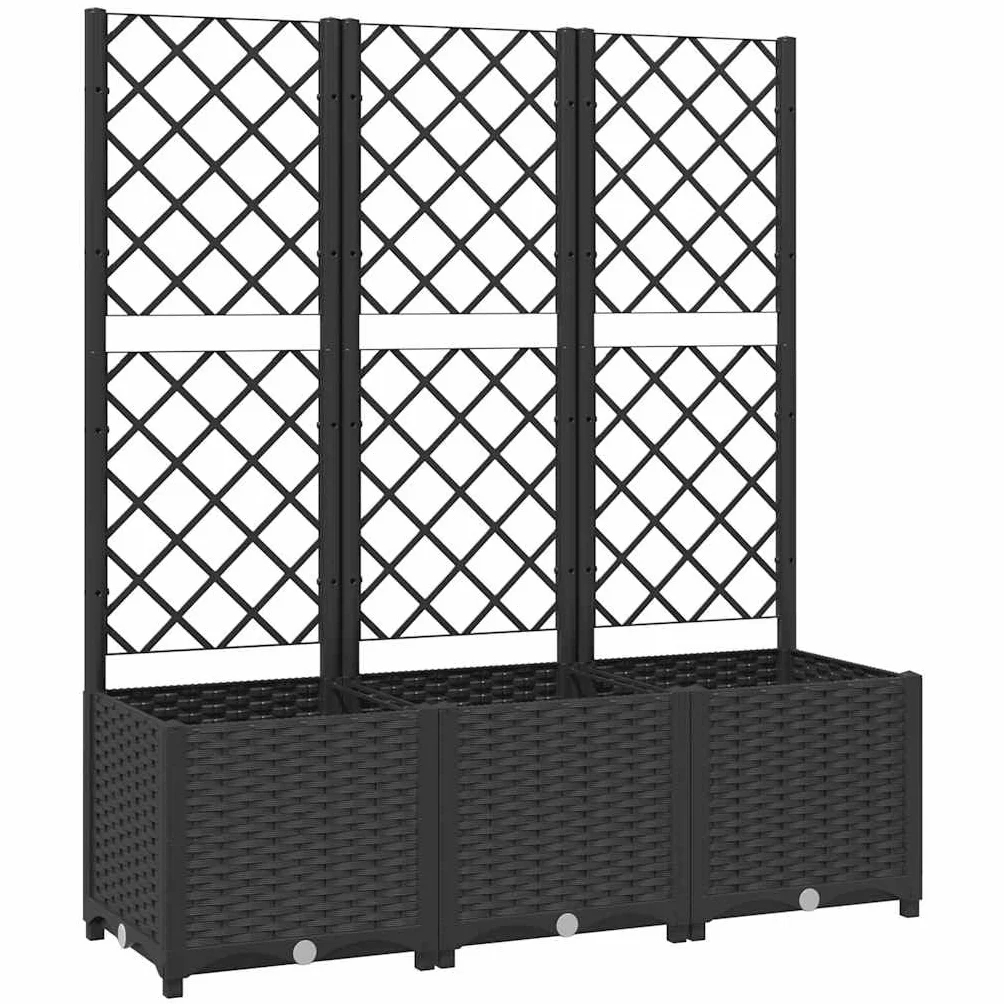 vidaXL Jardinière Treillis PP Noir 120x40x136 cm Bac Fleurs Terrasse Balcon