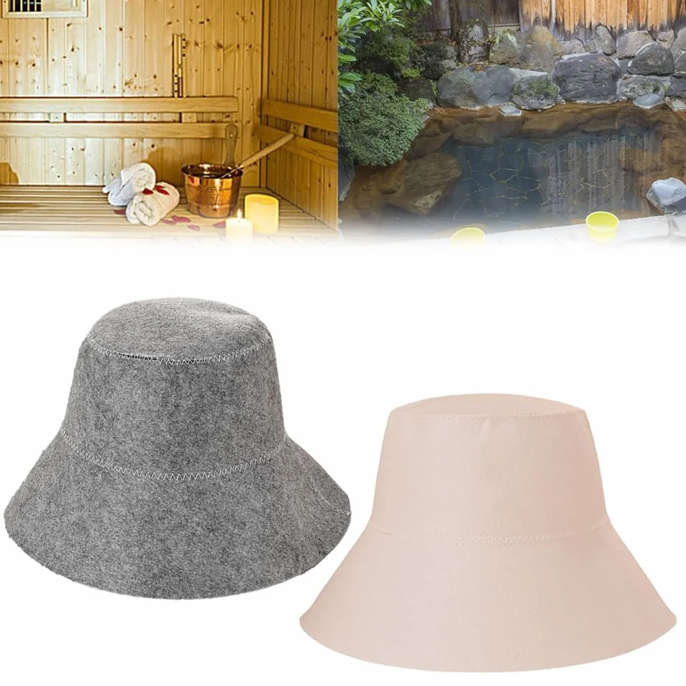 Lecreatekit Chapeau de sauna en feutre pour hammam, bain, spa, lavable en machine, gris