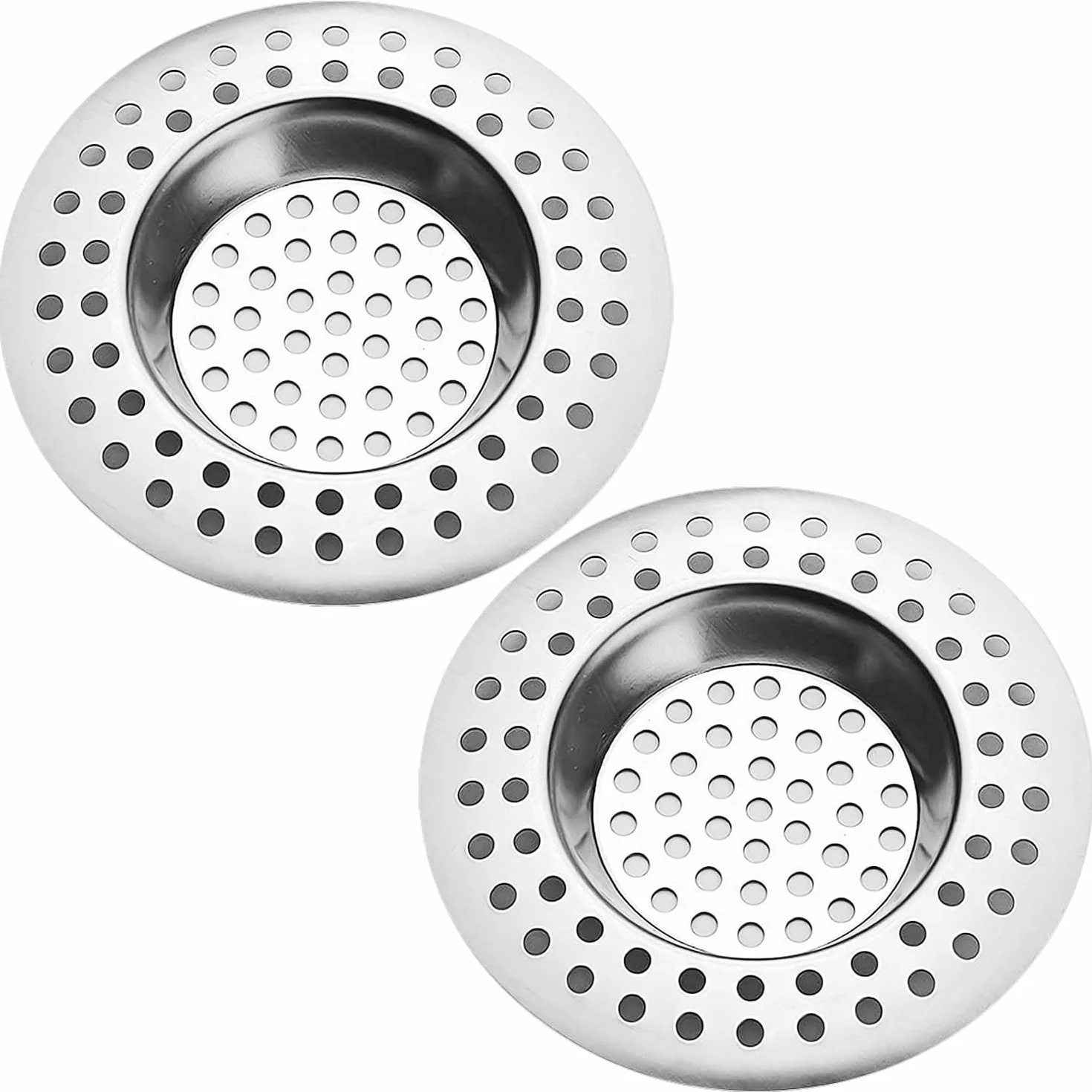 Tomario Bondes d'évier de cuisine en acier inoxydable Lot de 2 - Protection standard - 7,5 cm extérieur 3,6 cm intérieur
