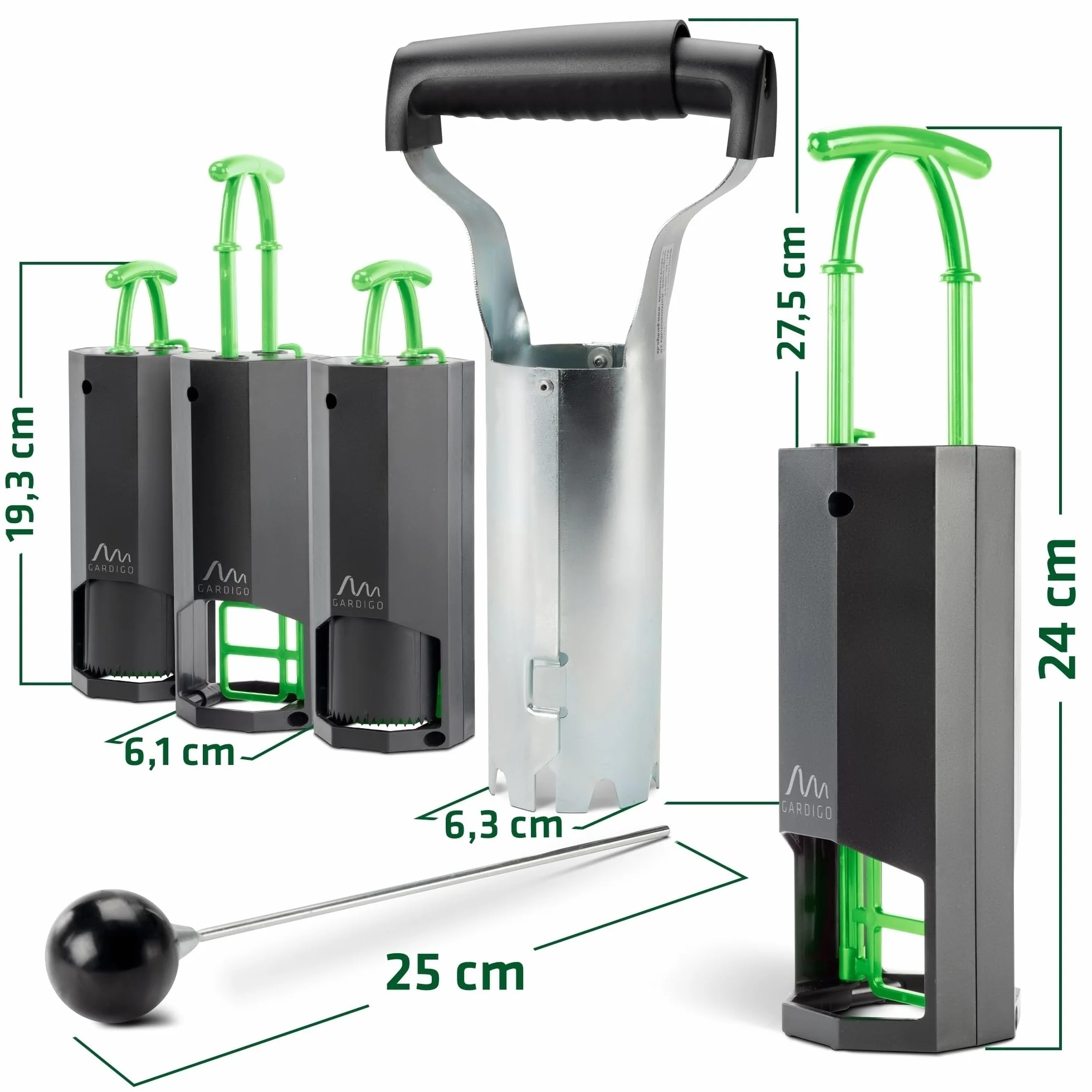 GARDIGO® Piège à Campagnols Kit Complet - 4 Pièges Réutilisables avec Détecteur de Trous et Répulsif Rongeurs