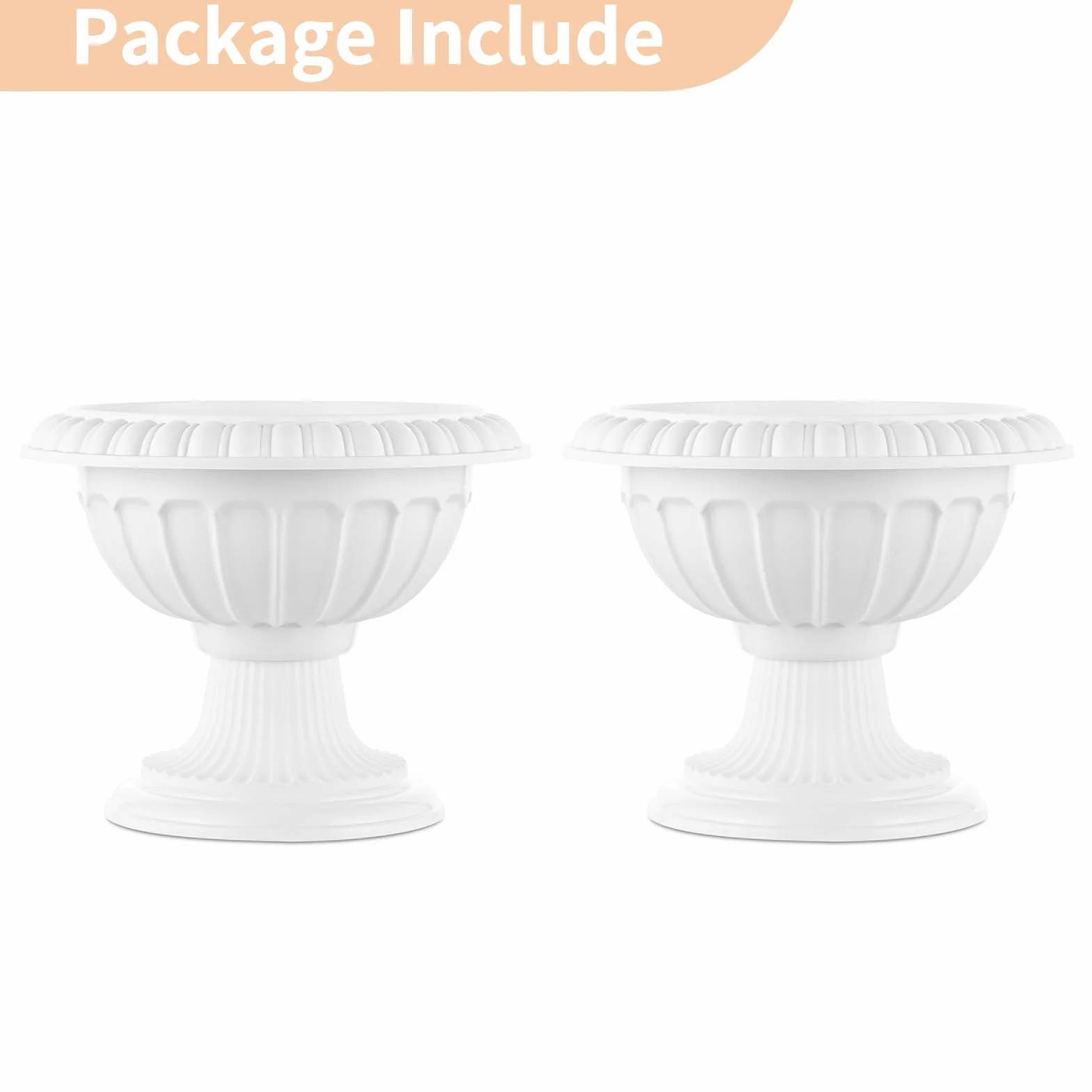 NUPTIO Lot de 2 Pots de Fleurs Classiques en Plastique 26 cm Blanc