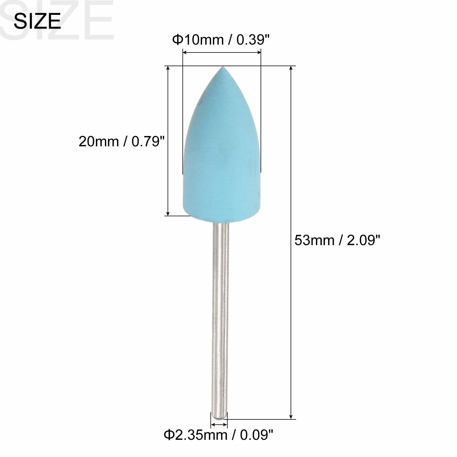 Sourcing Map 5Pcs Silicone Roue de Polissage 600 Grains 10mm Conique Tête pour Outil Rotatif
