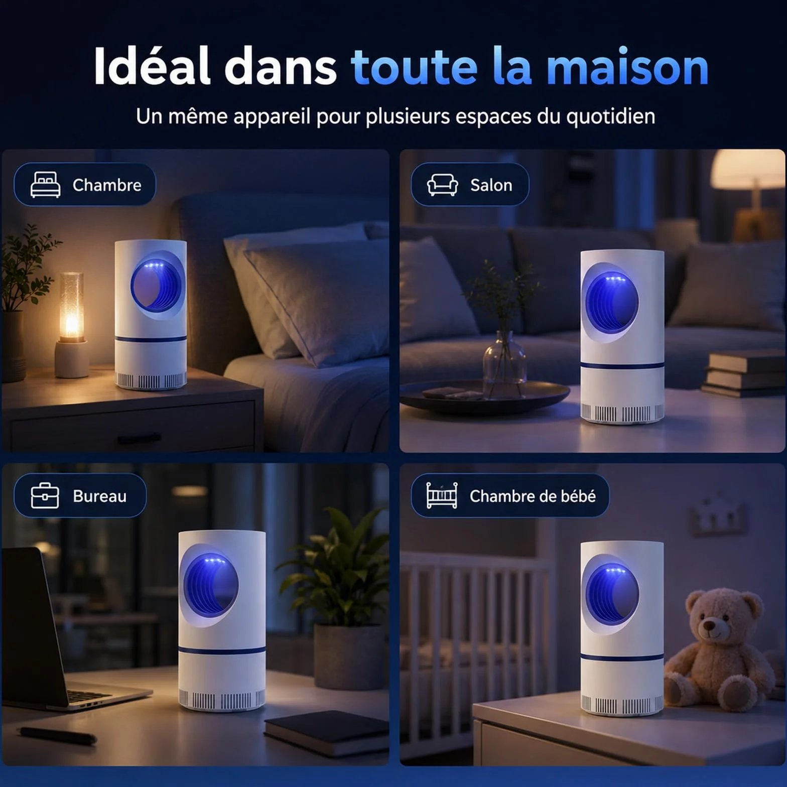 Zapper Piège Anti-Insectes Électrique USB Lampe Anti-Moustiques Silencieuse Compact