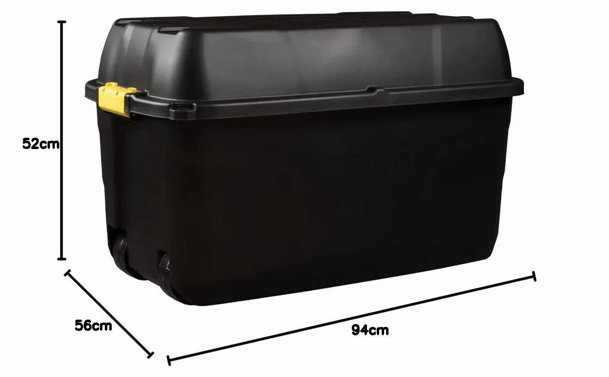 Strata Heavy Duty Boîte de rangement sur roulettes 175 L Noir 94 x 52 x 56 cm