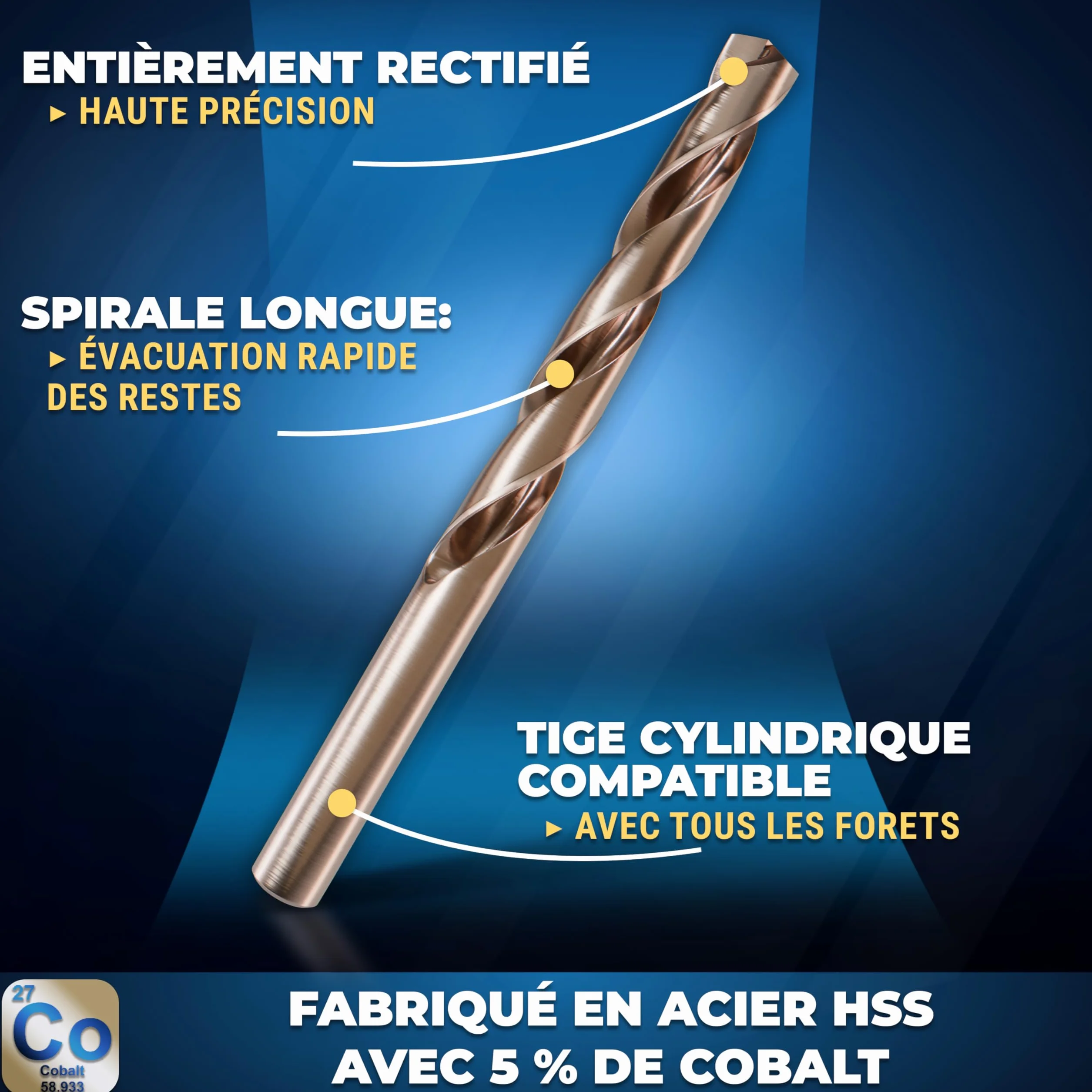 S&R Forets à Métaux HSS Cobalt 1-6,5 mm Set 13 Pièces DIN 338 Coffret Métal