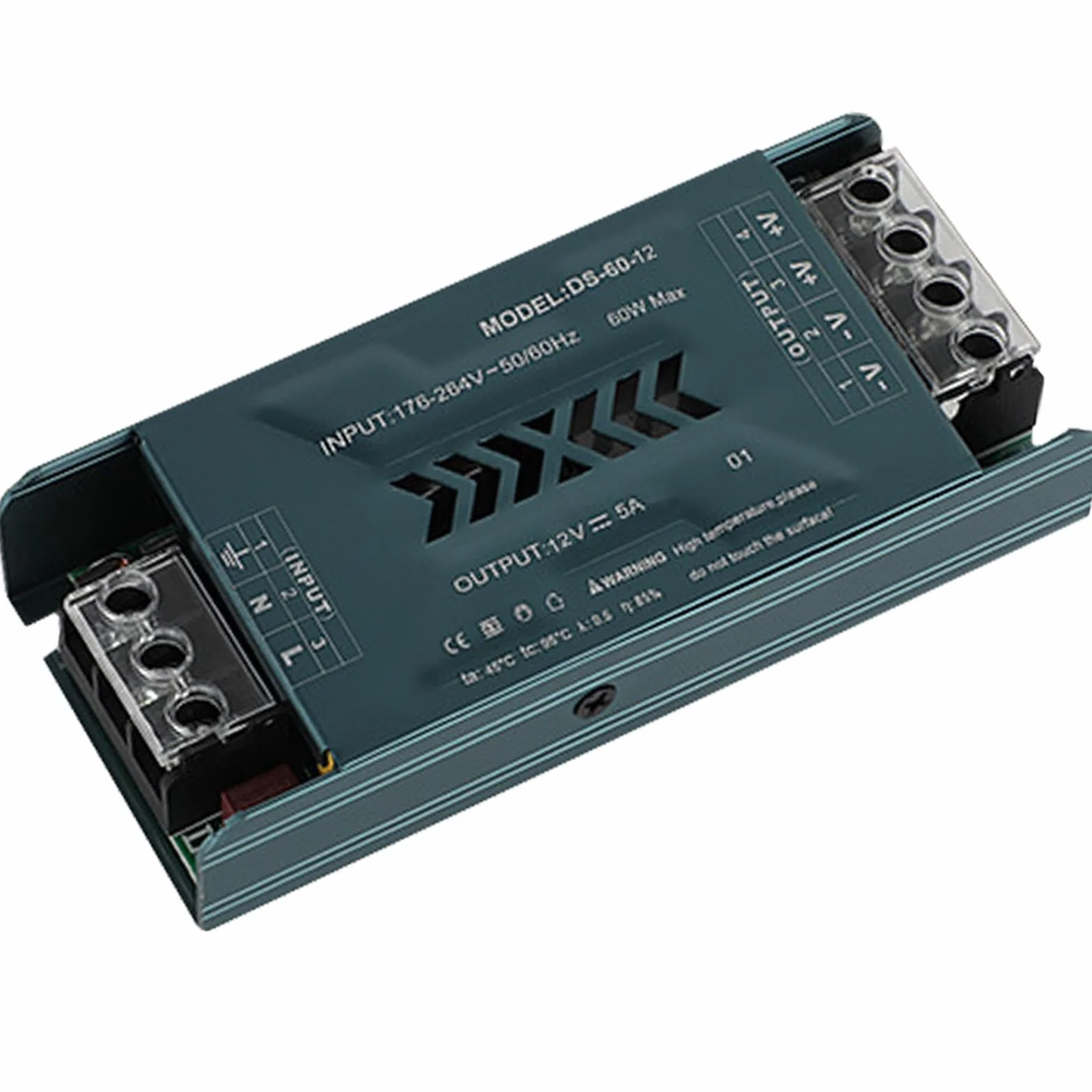 Transformateur LED Driver 60W 110V-220V AC à 12V DC 5A Alimentation Basse Tension Ultra Mince