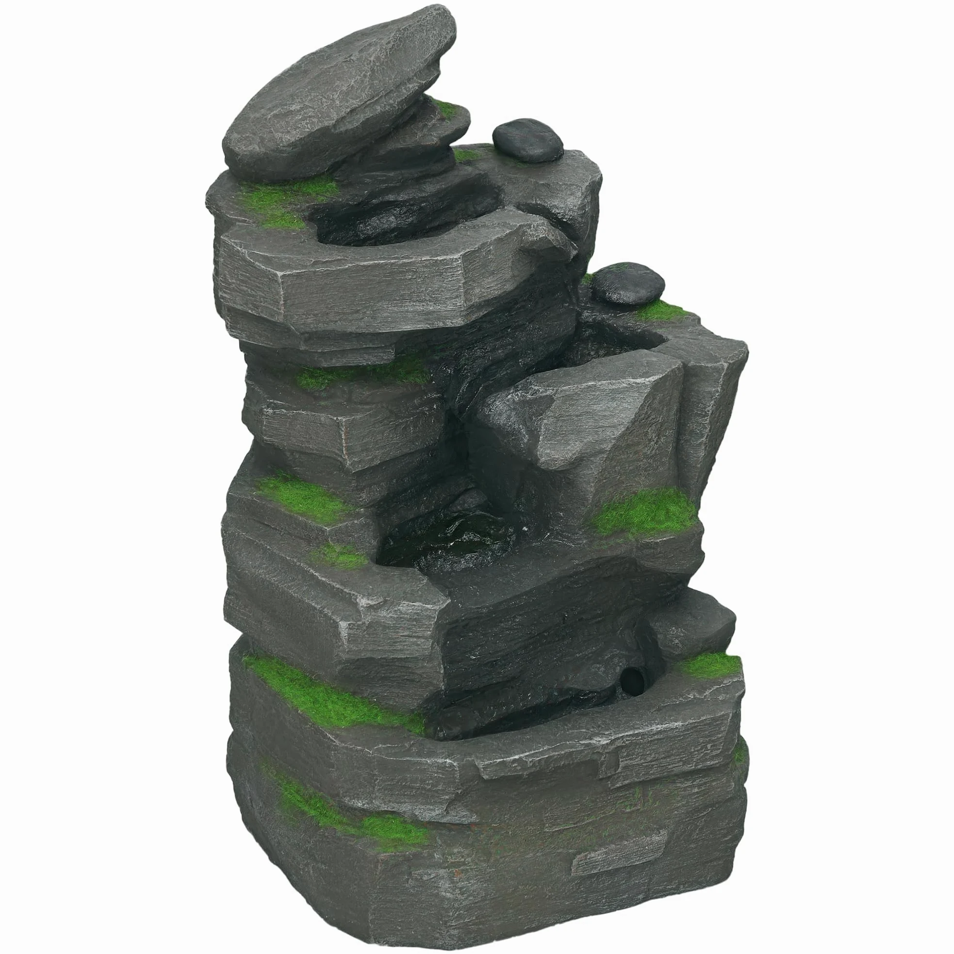 Outsunny Fontaine de jardin, solaire, à 4 niveaux, avec éclairage LED, décorative, pour jardin, balcon, résine synthétique, 34 x 28 x 57 cm