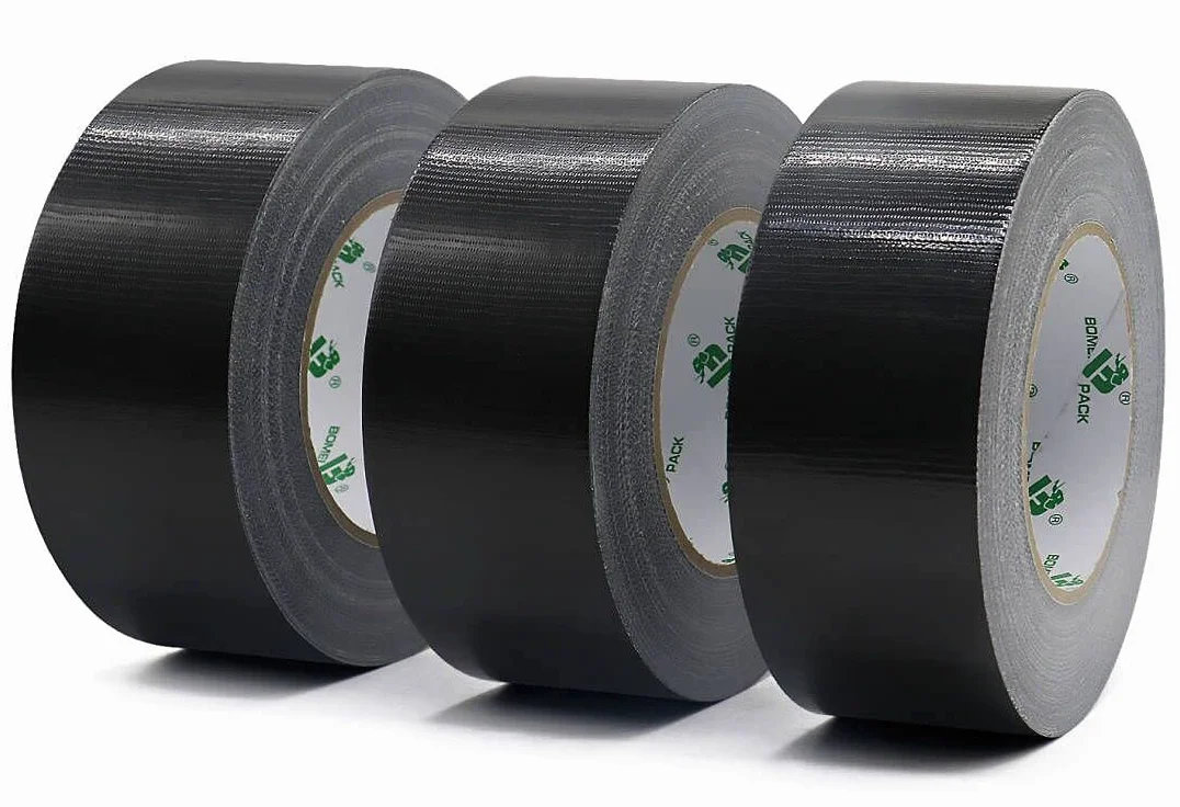 BOMEI PACK Ruban Adhésif Toilé Noir, Heavy Duty Duct Tape 3 Rouleaux 50 mm x 50 m