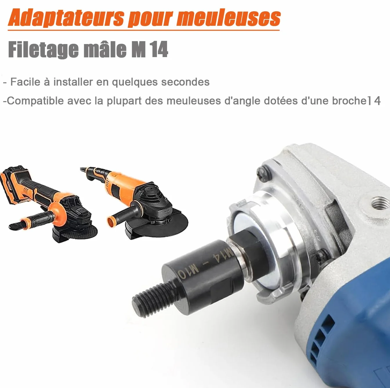 Adaptateur M10 Mâle à M14 Femelle pour Meuleuse d'angle Polisseuse Filetage Convertisseur