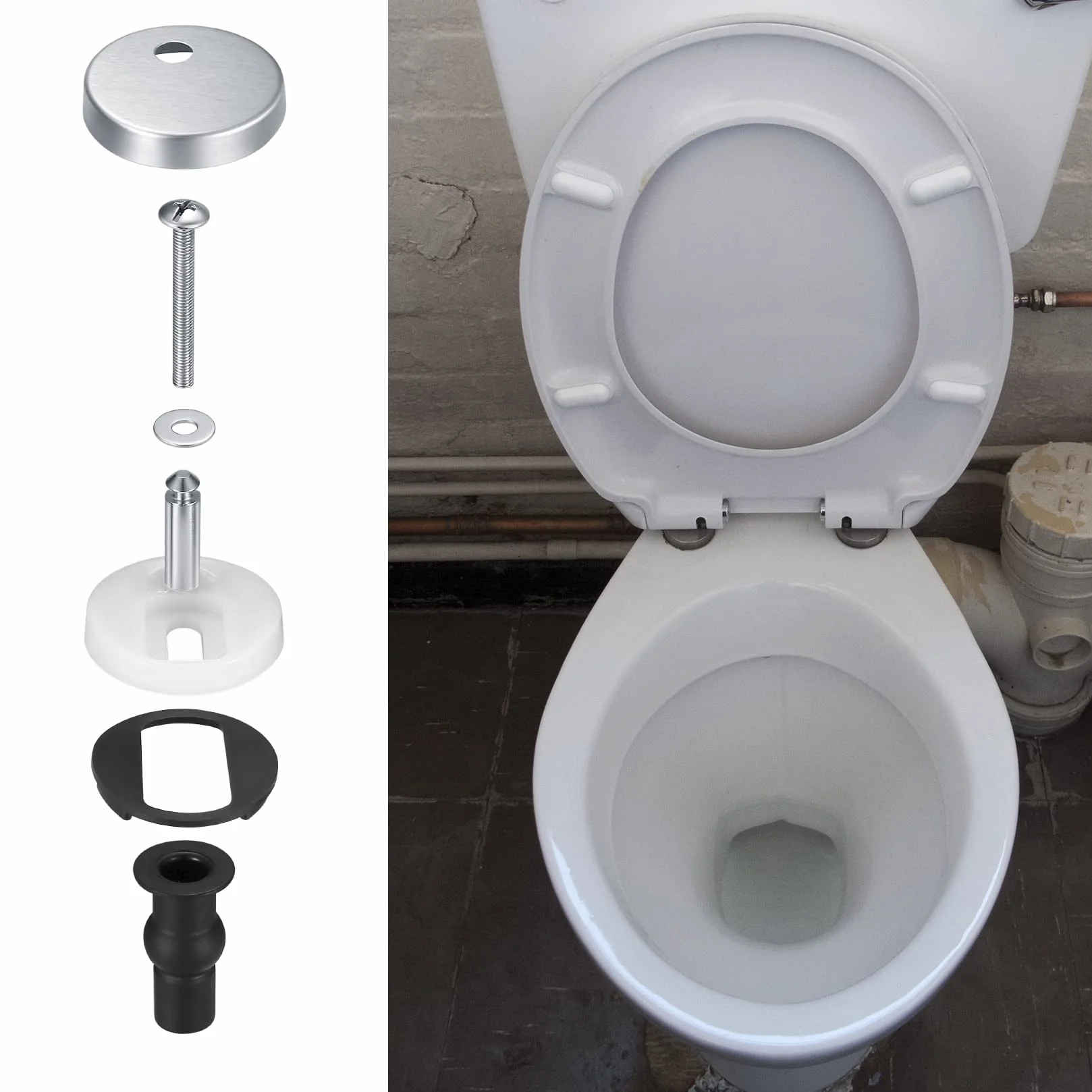 Abattant WC à Charnière Fixations Dégagement Rapide avec Vis Caoutchouc 2 Pièces