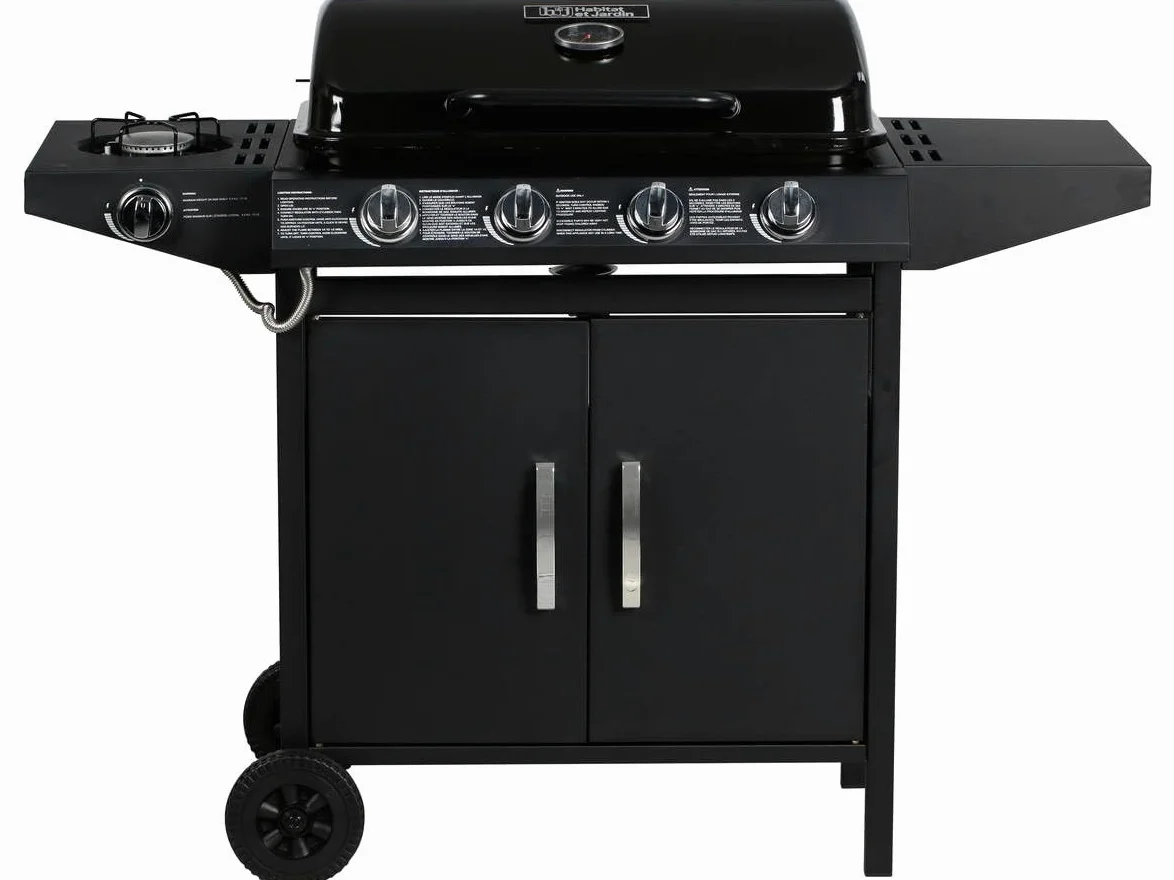 Habitat et Jardin Barbecue Gaz Festa 5, 5 Brûleurs Dont 1 Latéral, 12.9 Kw, Noir 1351_100515