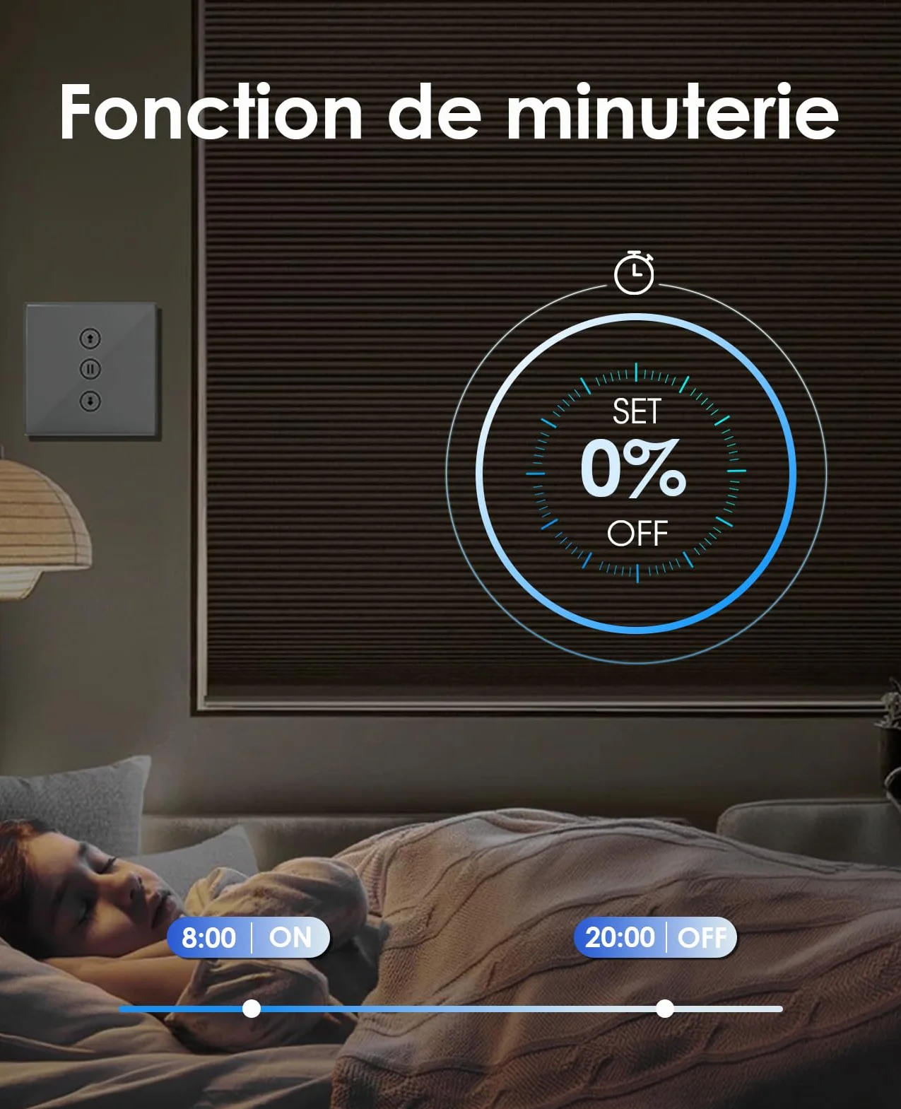 Interrupteur Volet Roulant Connecté Tactile Compatible Alexa/Google Home/Smart Life, Contrôle de Pourcentage et Commande Vocale (Fil Neutre Requis)