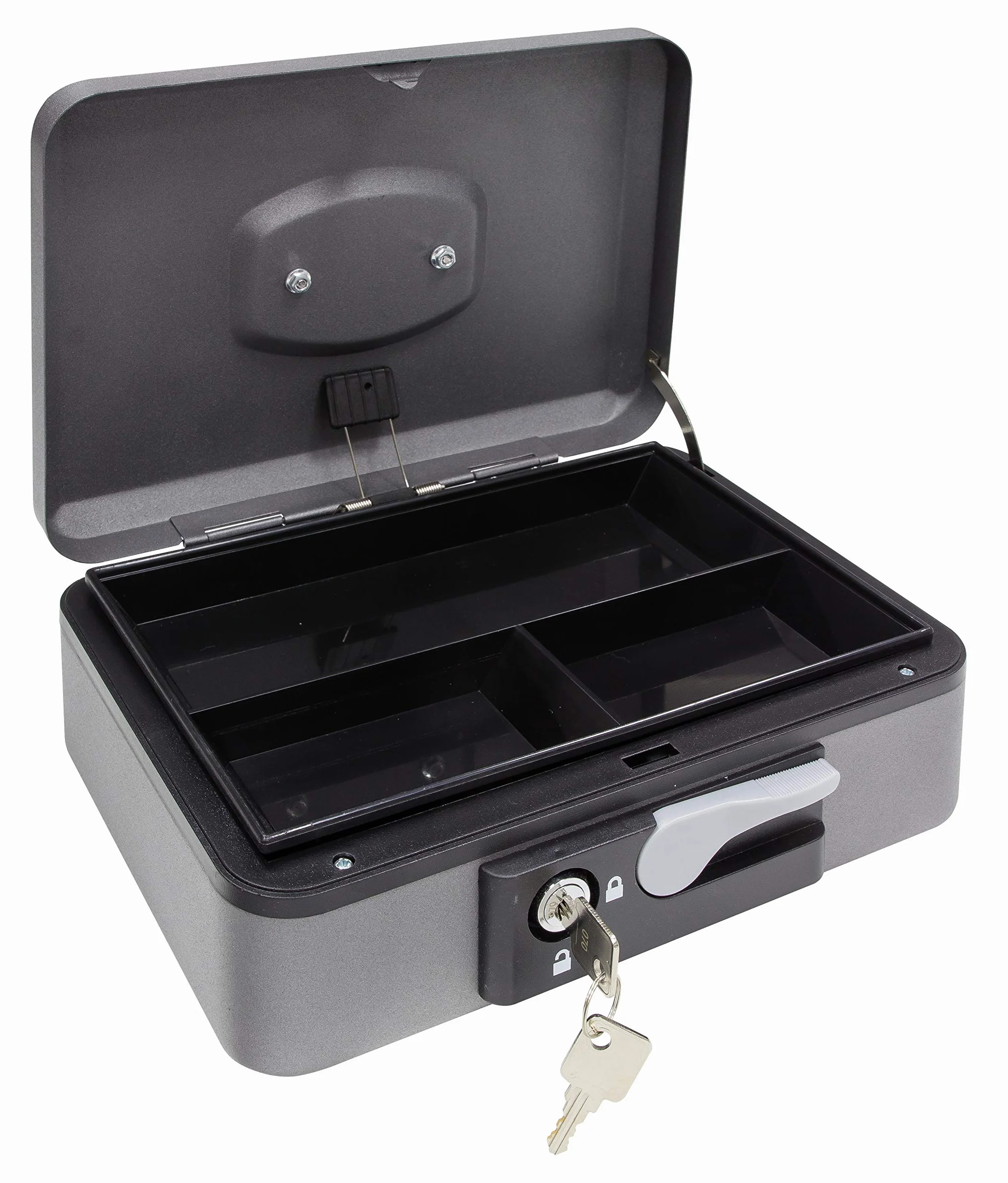 ARREGUI Popup C9736 Caisse à monnaie et billets à clé et bouton, acier, 25 cm, Gris graphite