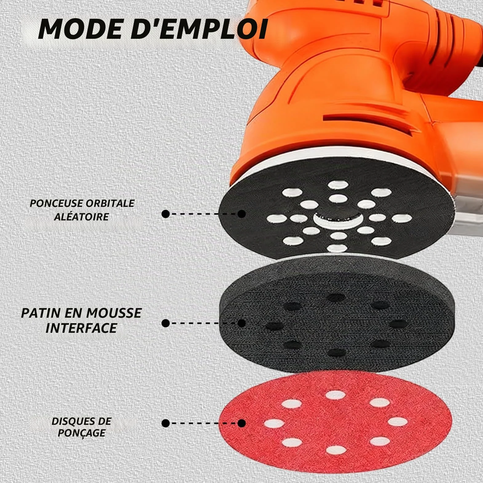 Tampon Interface 125mm 8 Trous Mousse Souple Polissage 4 Pièces