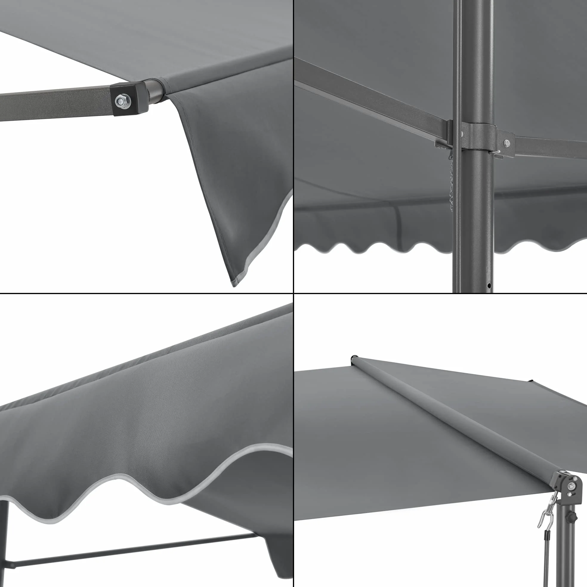 pro.tec Store Banne Autoportant Double Pente à Manivelle pour Terrasse et Jardin Polyester Revêtement PU Aluminium Acier Laqué 500 x 300 x 260 cm Gris Foncé