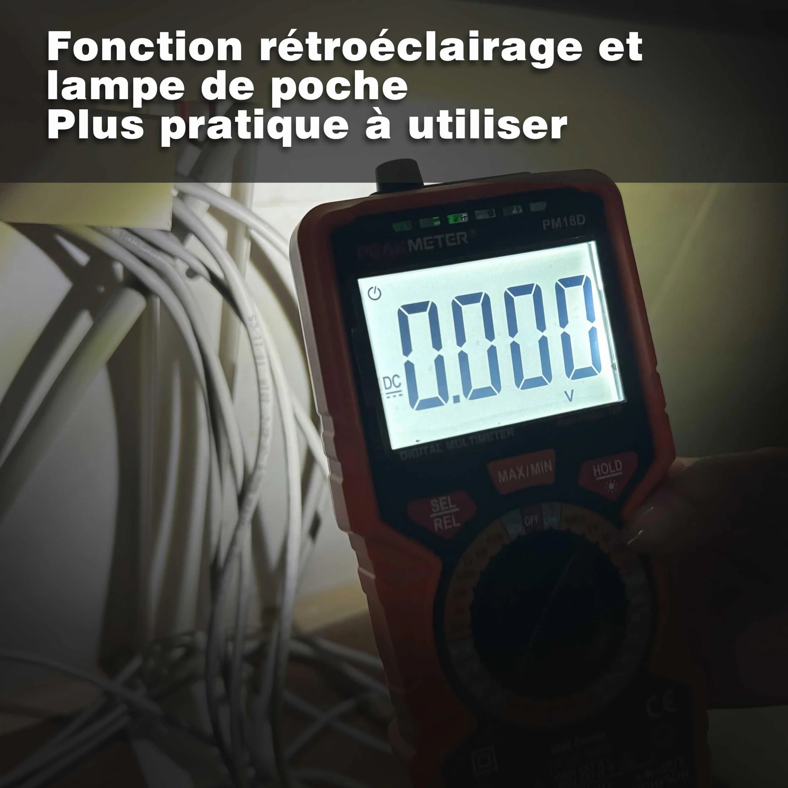 Multimètre numérique 6000 comptes RMS vrai voltmètre ampèremètre ohmmètre mesure tension courant résistance diode continuité température fréquence NCV écran LCD lampe de poche