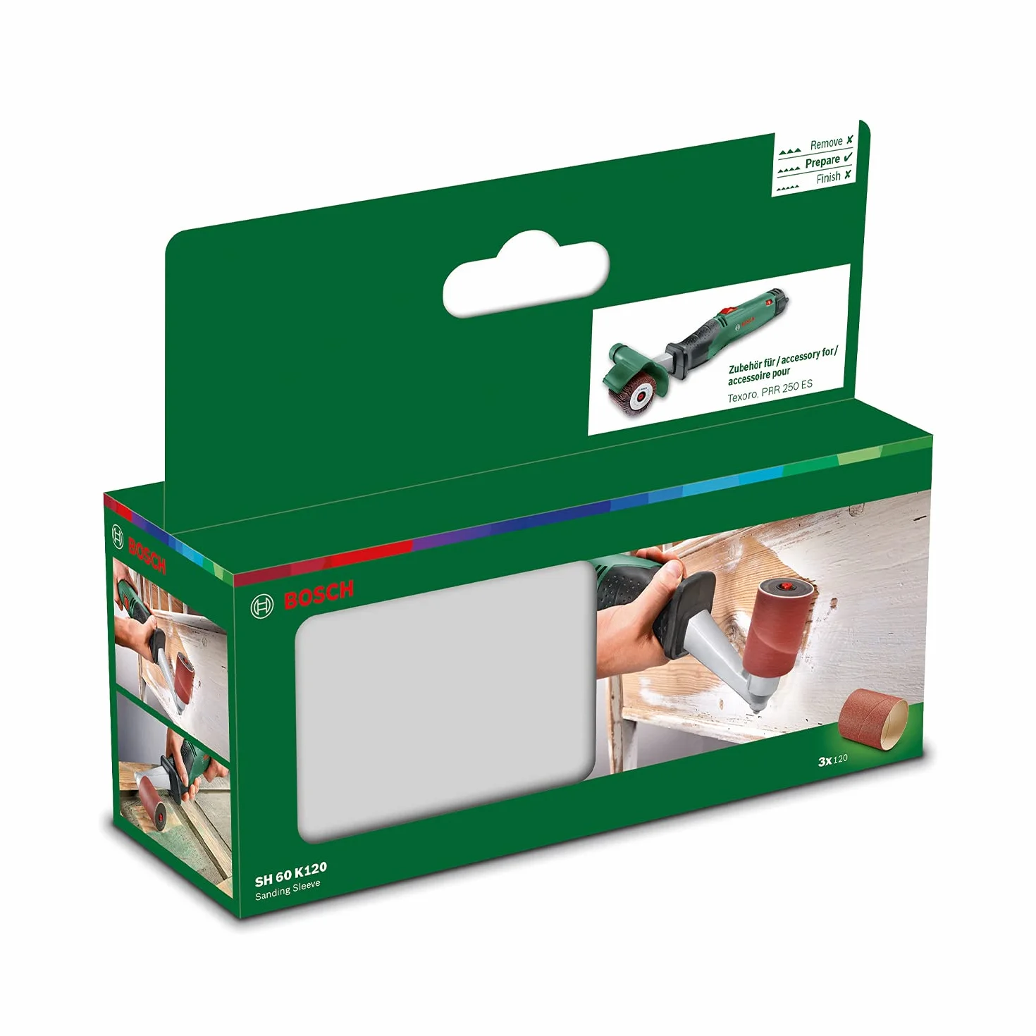 Bosch Manchon abrasif lot de 3 accessoire PRR 250 ES largeur 60 grain 120
