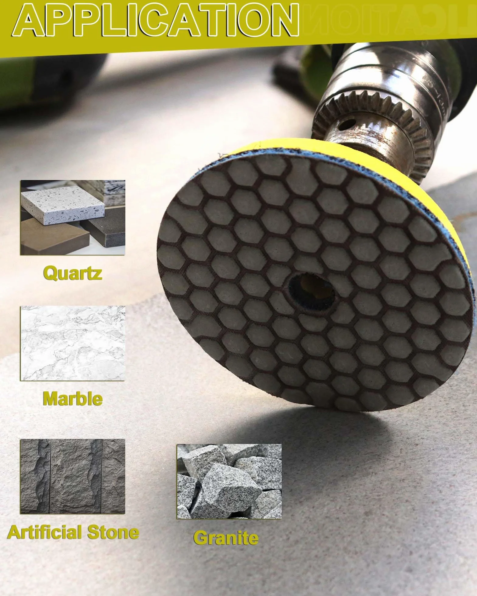 Disque Diamant Polissage 4" 100mm 8 Pièces Grain 50 100 200 400 800 M14 Support Pads pour Granit Marbre Pierre Meuleuse D'angle