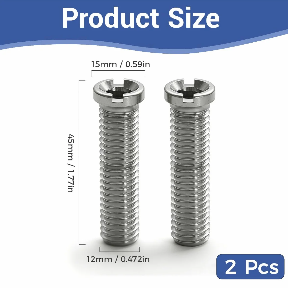 Vis Creuses M12x45mm Acier Inoxydable pour Évier, 2 Pièces Jetstream