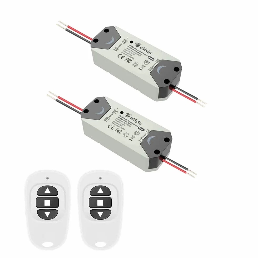 eMylo Smart Wireless RF Contrôleur de Moteur Relais Module DC 12V 5V-24V pour Rideau électrique Porte roulante 2 Pack