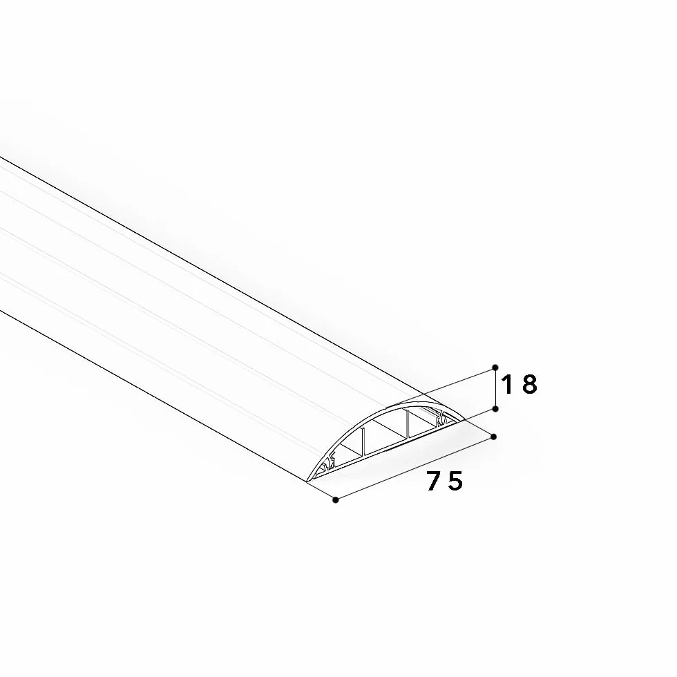 GGK Passage de Plancher 18 x 75 L. 1,5m Gris - Alimenter Bureaux Lampes