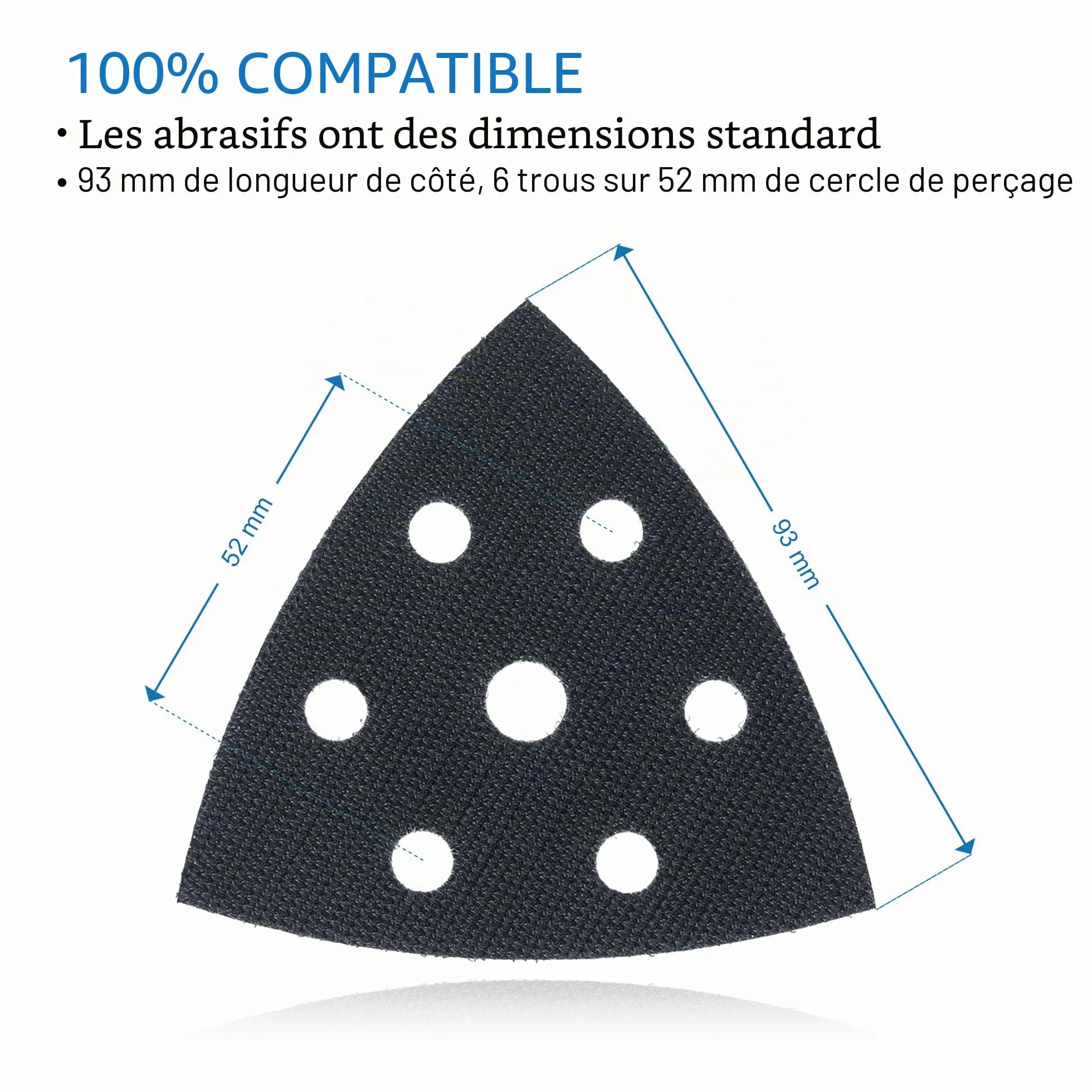 DFS Protection Pad auto-agrippant 93 x 93 x 93 mm 6 trous plateau ponceuse triangulaire interface mousse souple