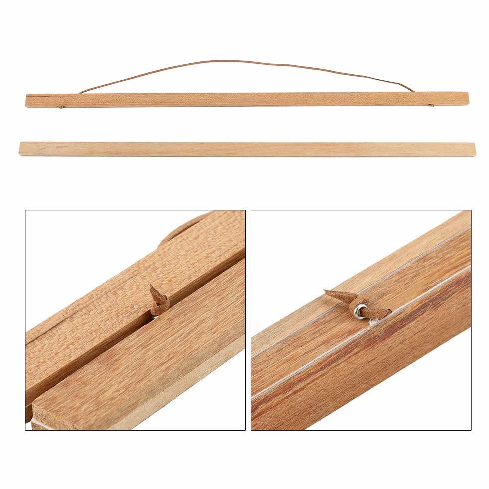 Porte-Affiches Magnétique en Bois Lot de 4 Bandes 60CM