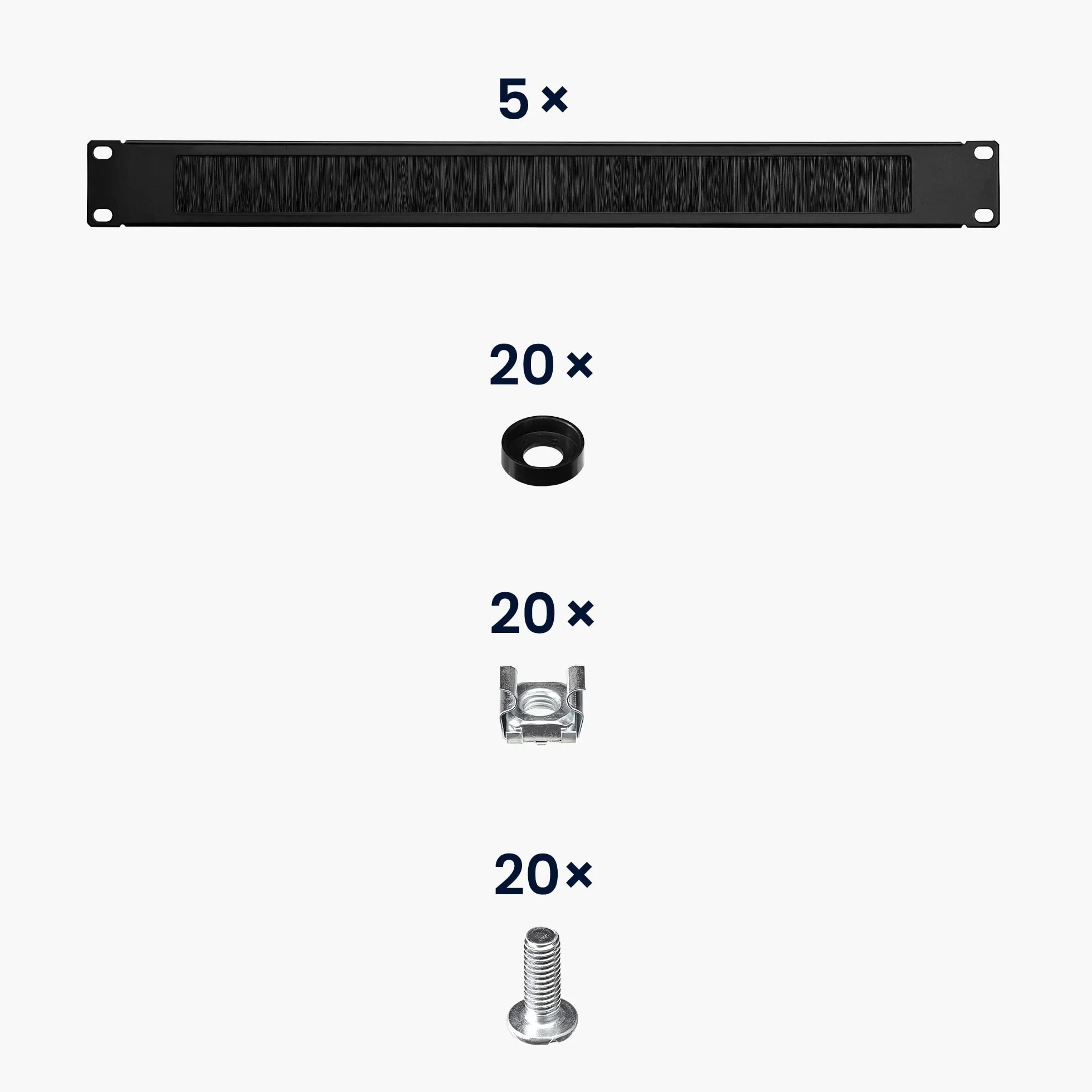kwmobile 5X Passe-Câble Brosse Anti poussière Horizontal 1U 19" Armoire Rack