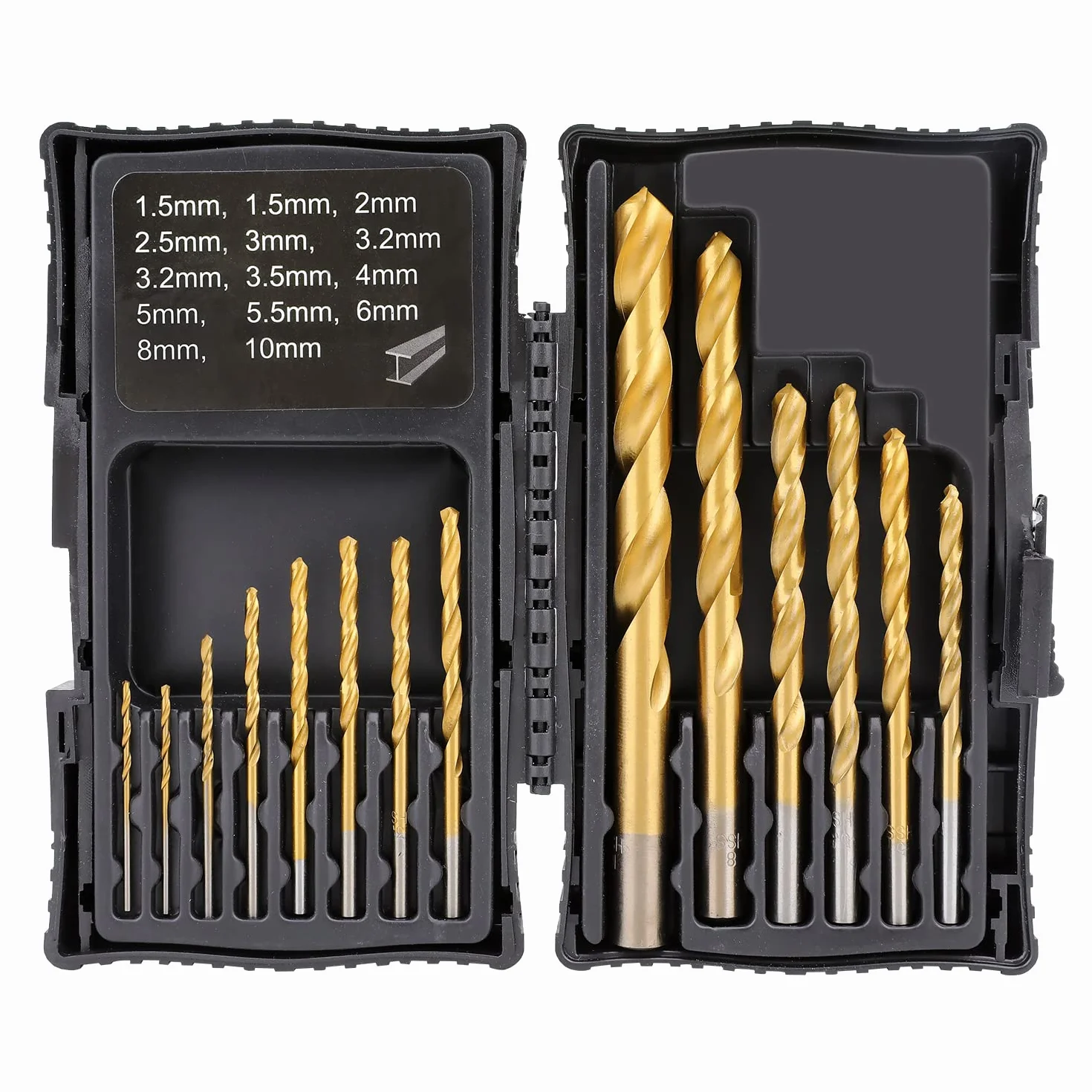 Amazon Basics Coffret forets acier rapide métal bois plastique 14 pièces 1,5-10 mm