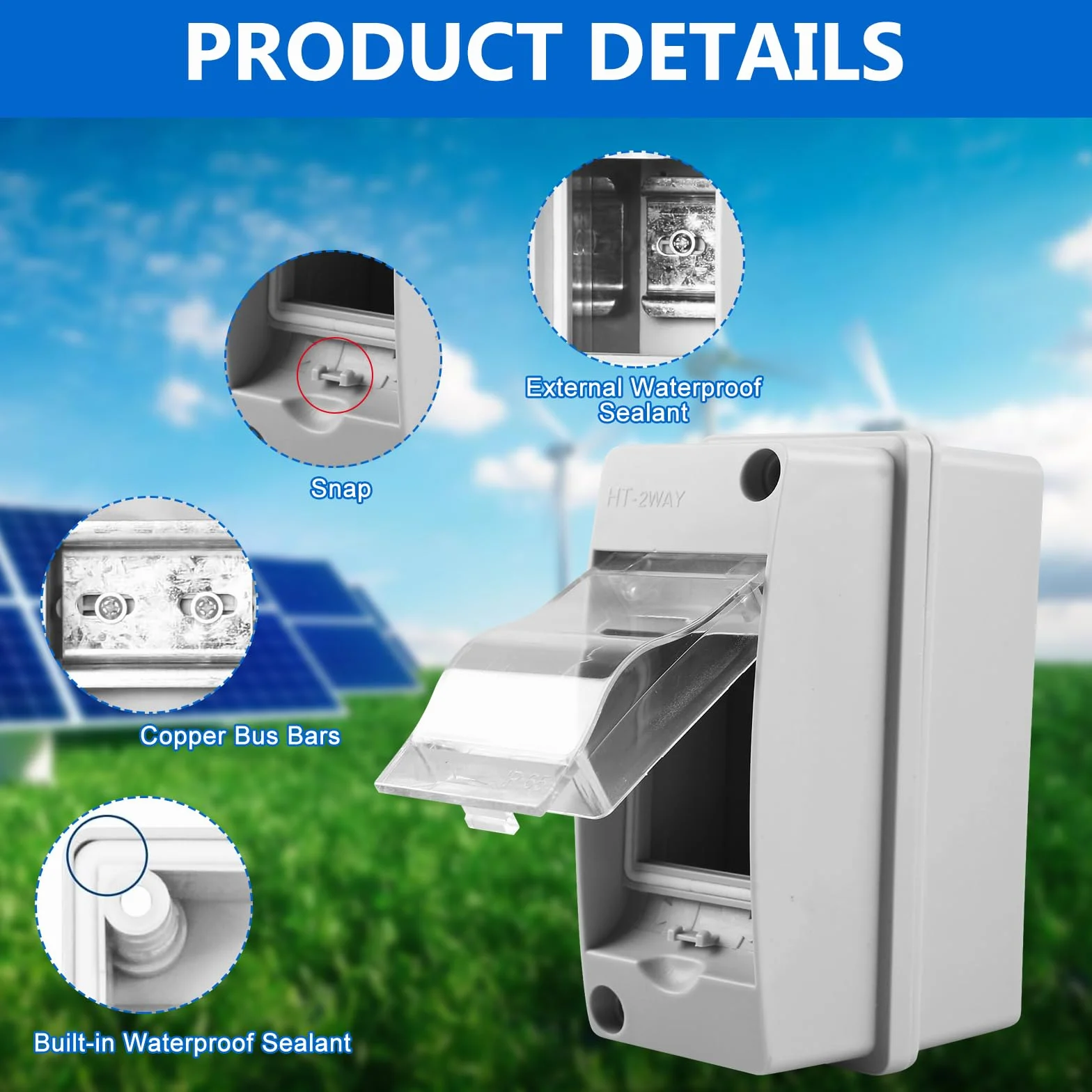 Coffret électrique étanche IP65 2 modules pour disjoncteur mural 1 rangée