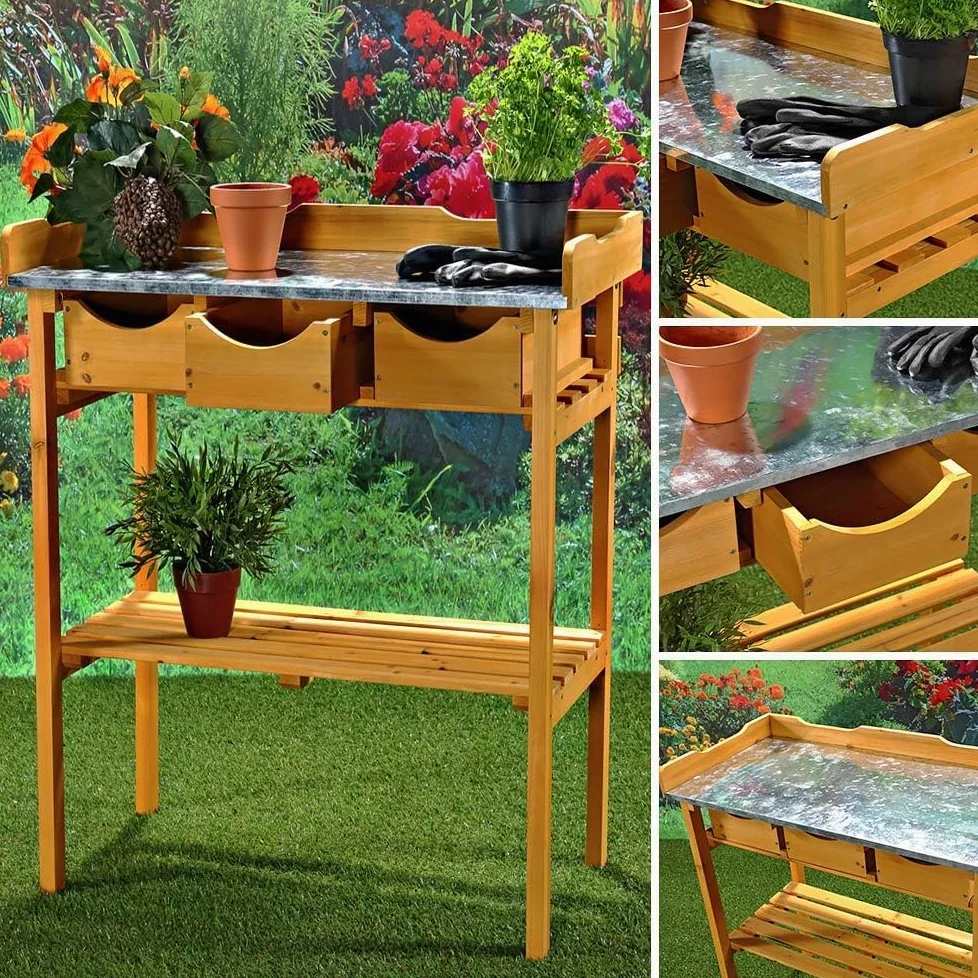 Melko Table de Plantation, Table de Travail Fleuri Table de Jardin en Bois