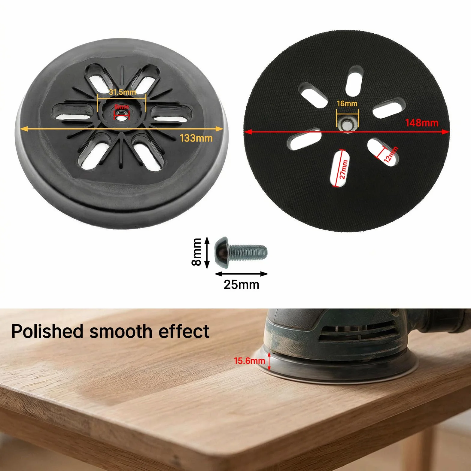 Plateau De Ponçage 150 Mm Bosch Compatible GEX 150 6 Trous Vis Ponceuse Excentrique