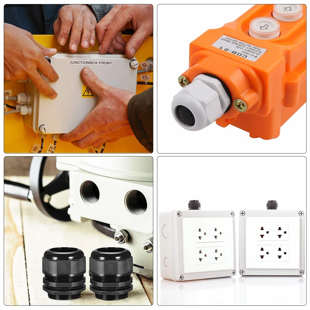 Sourcing Map 4Pcs M22 Presse-étoupe Joint étanche noir réglable 7-12mm