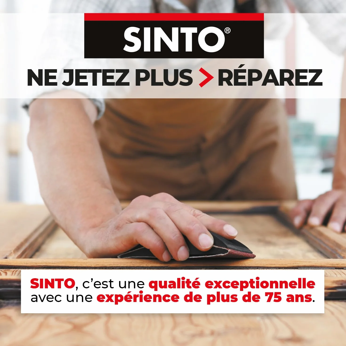 SINTO Rebouche bois gros trous et fissures 500g Intérieur Extérieur
