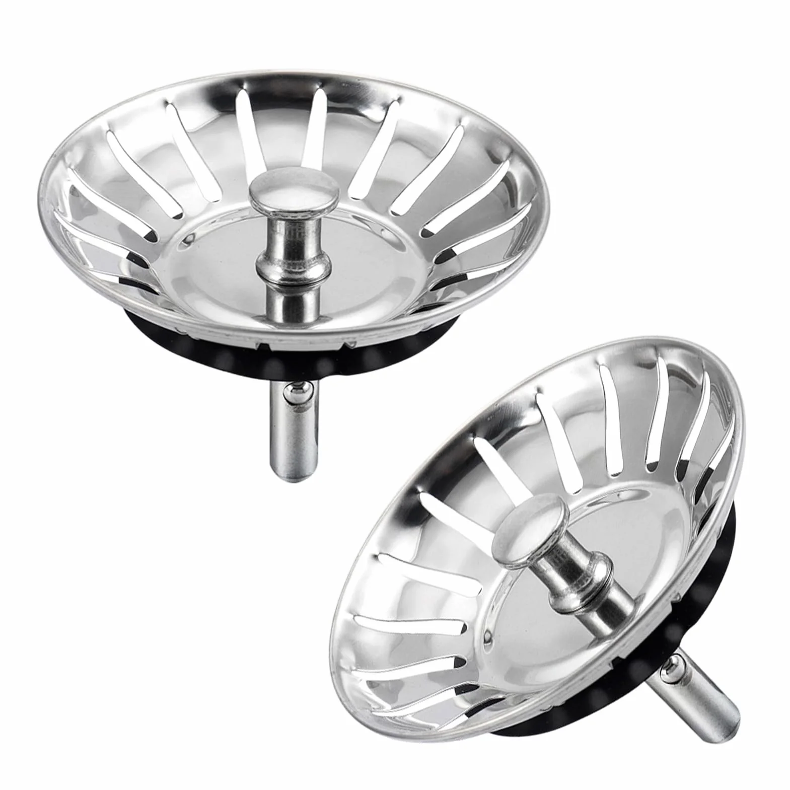 Bouchon Évier Cuisine Acier Inoxydable 304 & Laiton Chromé - Filtre Évier Universel 80mm, Grille Antiblocage 18 Fentes