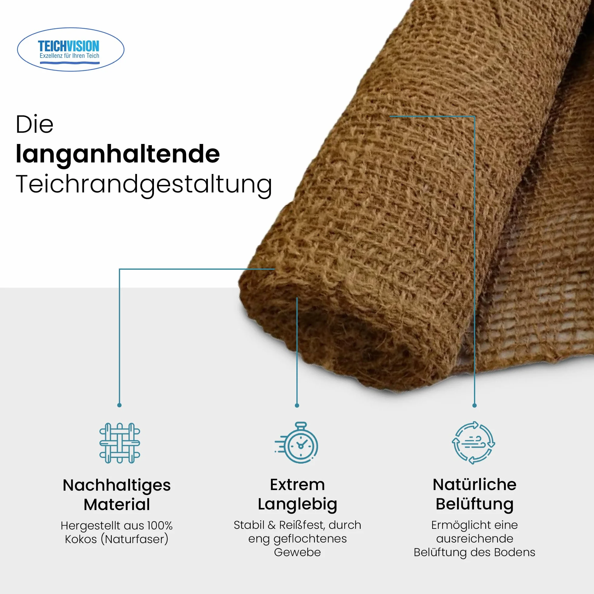 Tapis de remblai en coco 700 g/m² 1 m de large 25 m