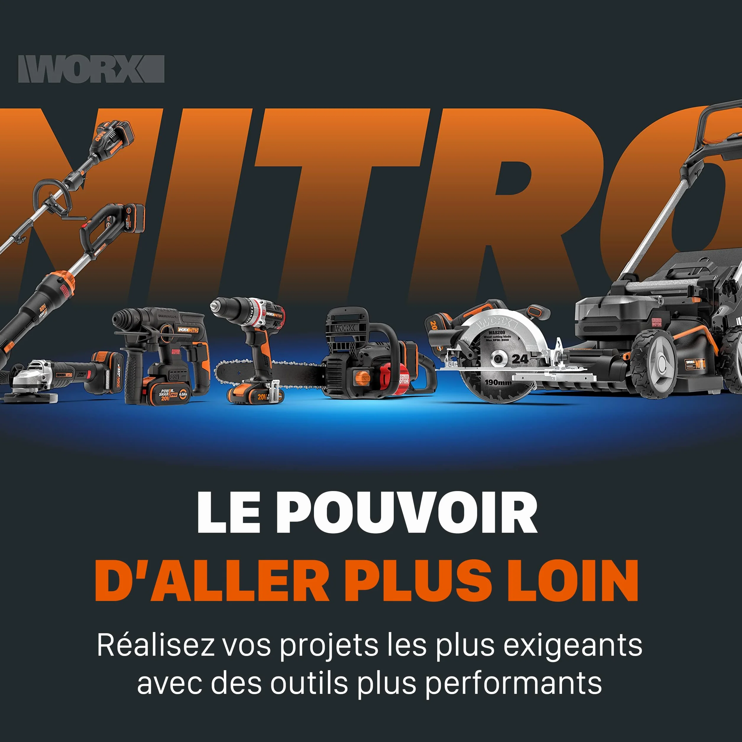 Worx WA3644 Batterie Lithium-Ion 20V 4Ah PowerShare Pro Haute Performance Longue Durée