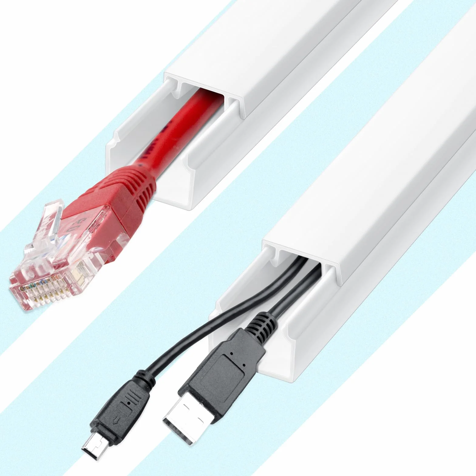 Goulotte Passe Cable 0.4m 12mm 7mm 10pcs Ruban adhésif en Mousse Rangement Câbles Téléviseur Montage Mur Gestion câbles