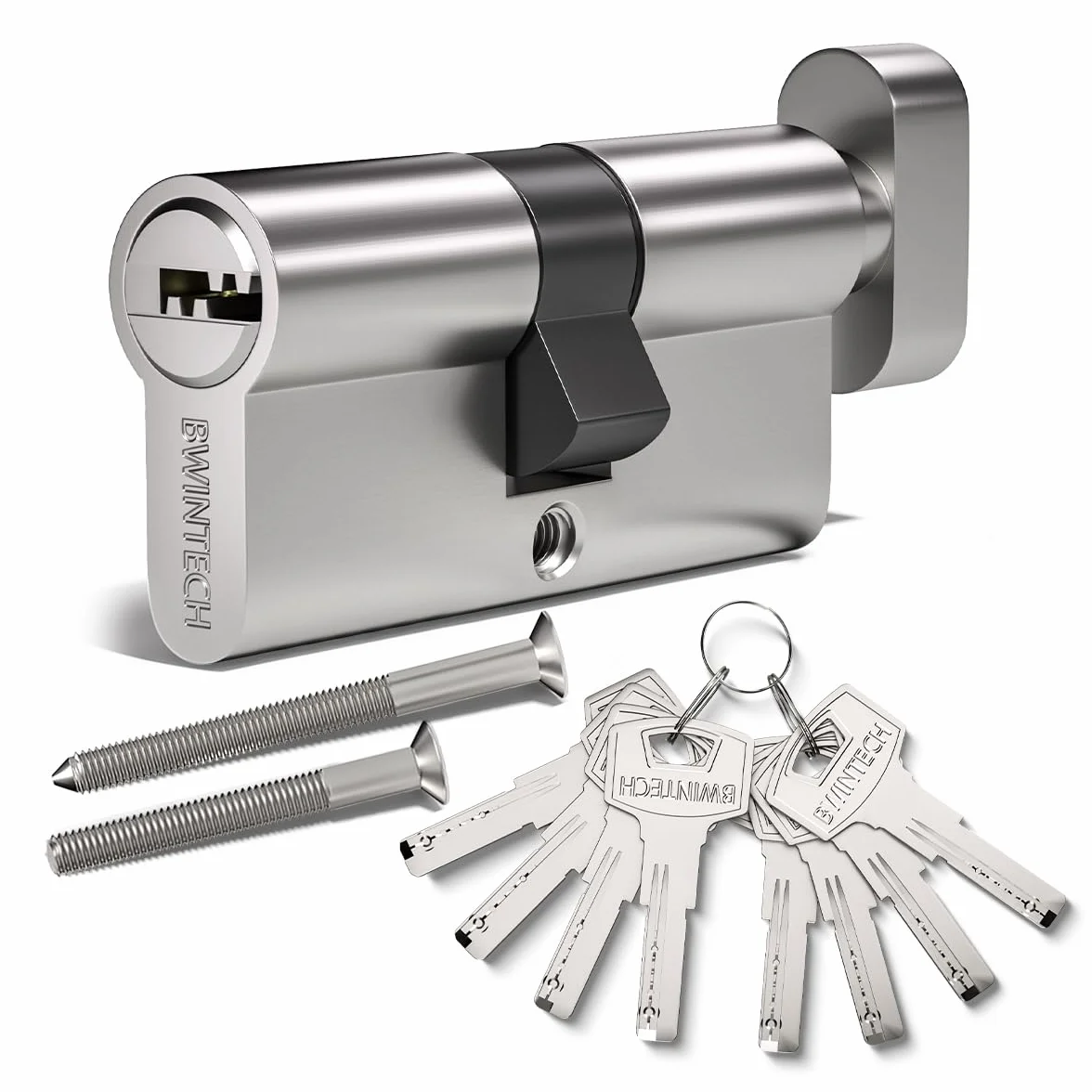Bwintech 60mm Cylindre Européen Alliage Nickel Zinc Serrure à Barillet 8 Clés Fossettes
